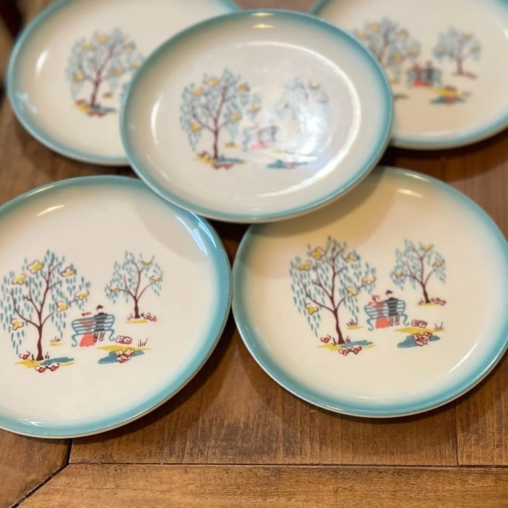 5 Vintage Brock of California Forever Yours Side/Salad MCM Plates 6 3/4”